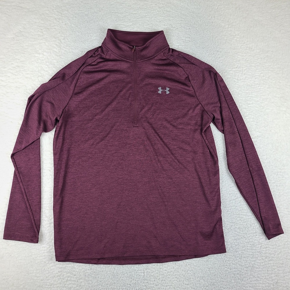 Under Armour Sweater Mens XL Burgundy Loose Heatgear Performance Sweatshirt Golf